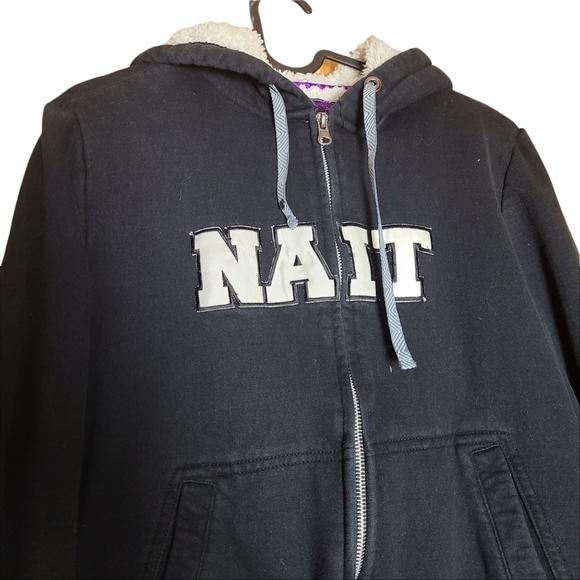 Bruzer NAIT black white zip-up long-sleeved hooded sweater COZY with thumb holes - Picture 2 of 11